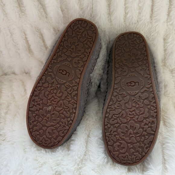 UGG Heather Gray Knit Ankle Slippers: Lamb Shearling, Women's Size 5 (36 EU) - Picture 4 of 4